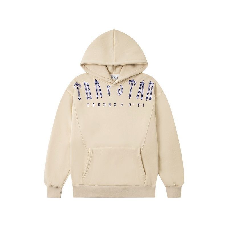 Trapstar Beige Rhinestone Gothic Letter Hoodie OKZY20261193
