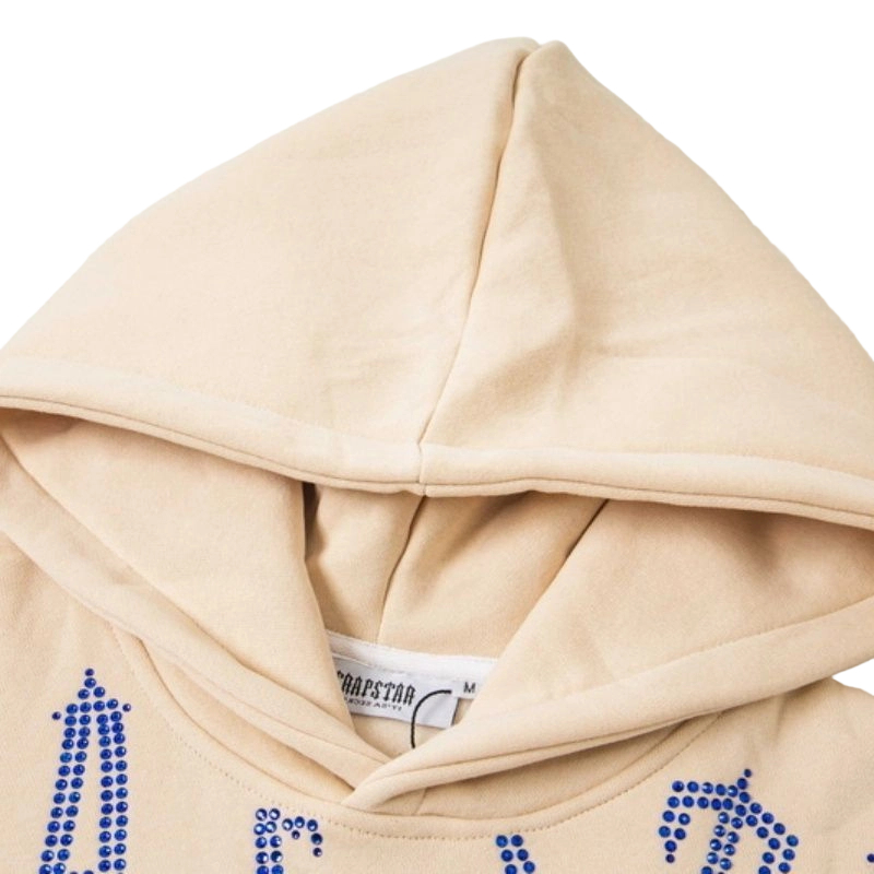 Trapstar Beige Rhinestone Gothic Letter Hoodie OKZY20261193