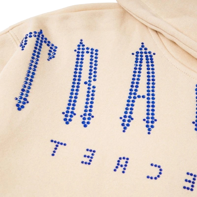 Trapstar Beige Rhinestone Gothic Letter Hoodie OKZY20261193