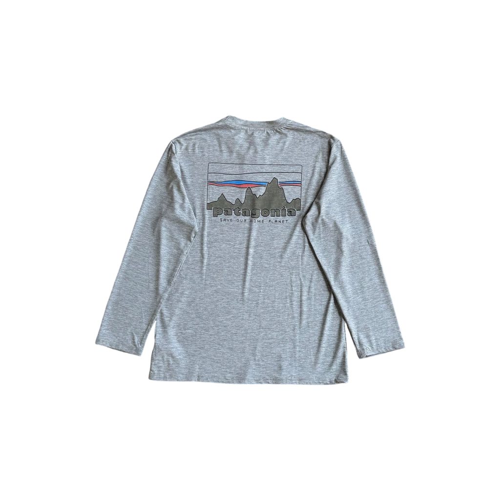 Patagonia Grey Mountain Logo Long Sleeve T Shirt OKZY20261197