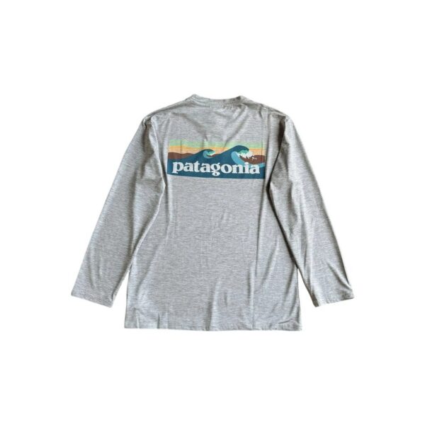 Patagonia Grey Wave Logo Long Sleeve T Shirt OKZY20261201