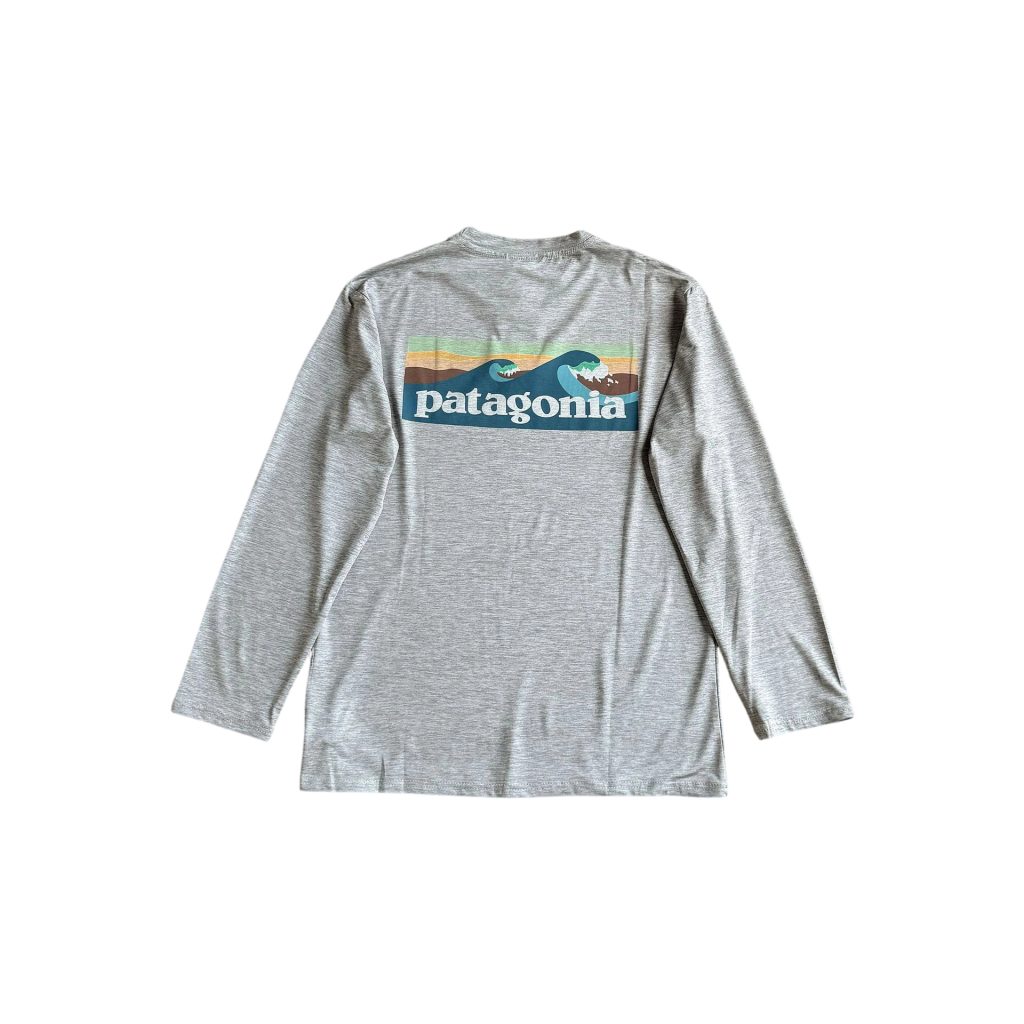 Patagonia Grey Wave Logo Long Sleeve T Shirt OKZY20261201