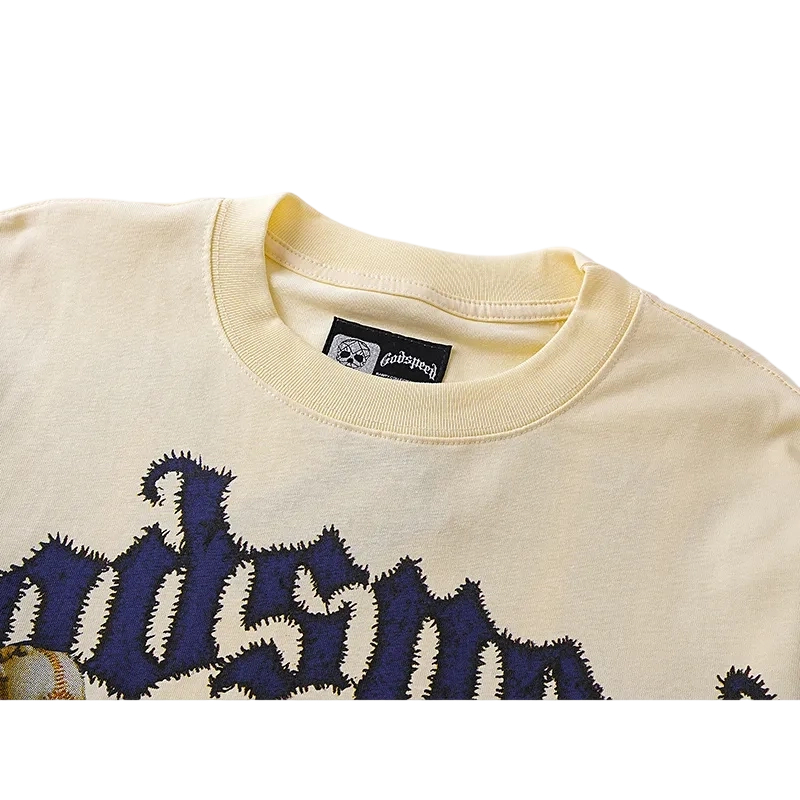 Godspeed Skeleton Pitcher Graphic Beige Long Sleeve Tee OKZY20261219