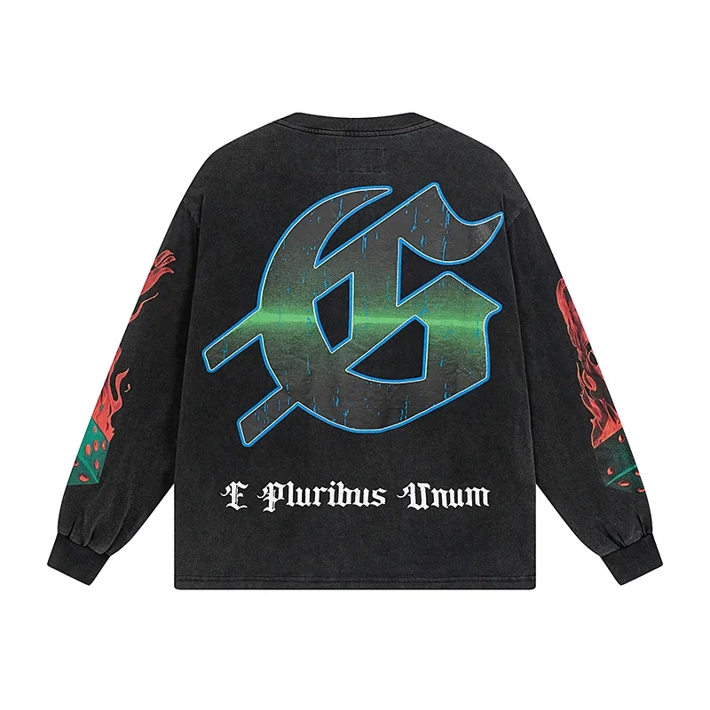 Godspeed Skeleton Gambler Graphic Black Long Sleeve Tee OKZY20261221