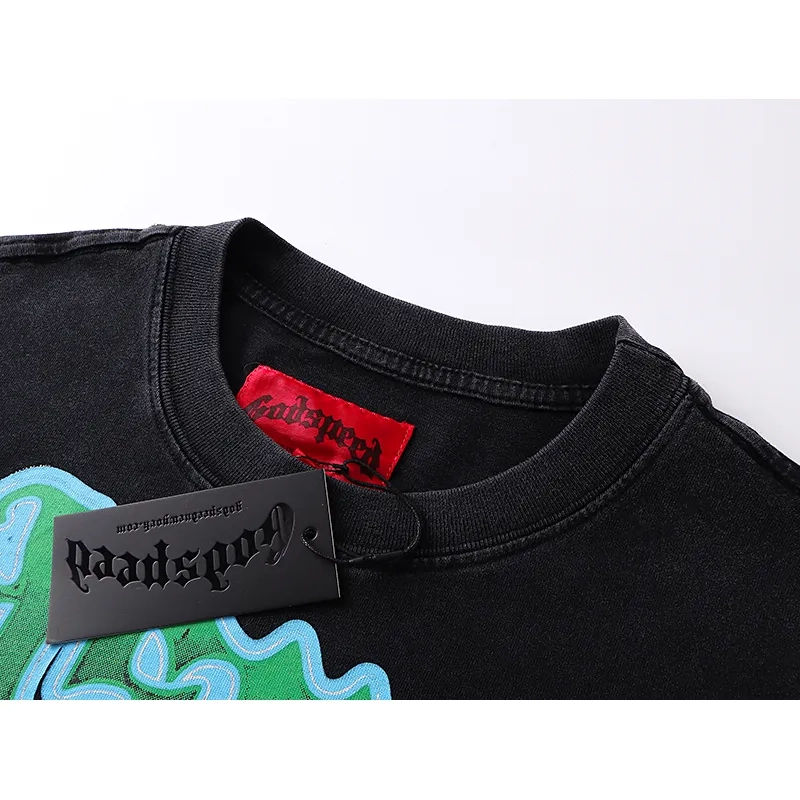 Godspeed Supercar Vintage Print Black Long Sleeve Tee OKZY20261229
