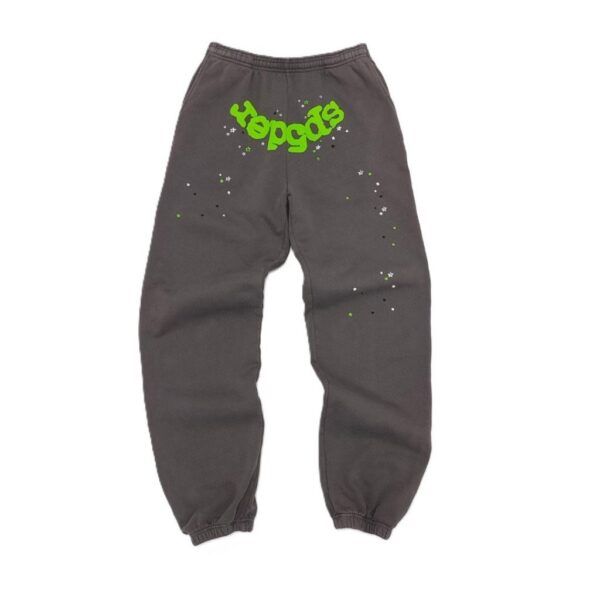 Sp5der Dark Grey Green Logo Star Sweatpants OKZY2026122