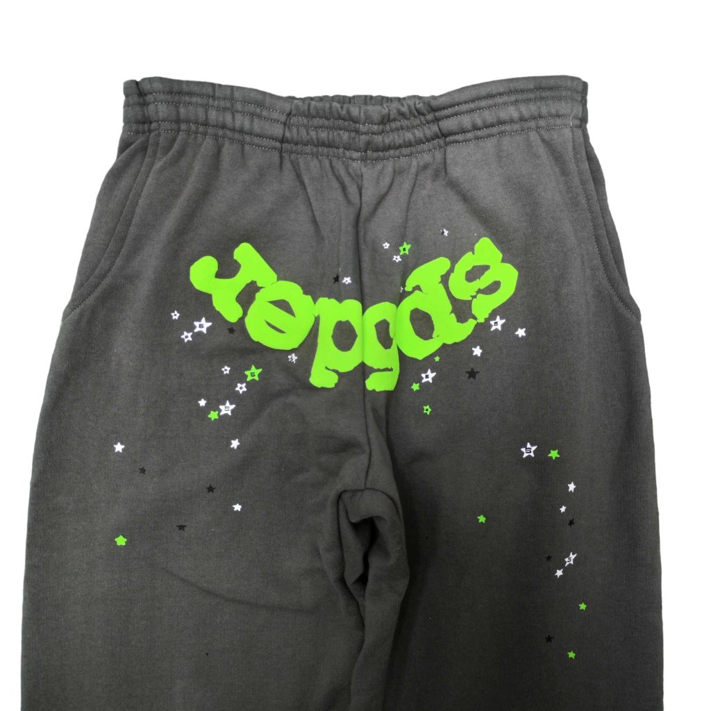 Sp5der Dark Grey Green Logo Star Sweatpants OKZY2026122
