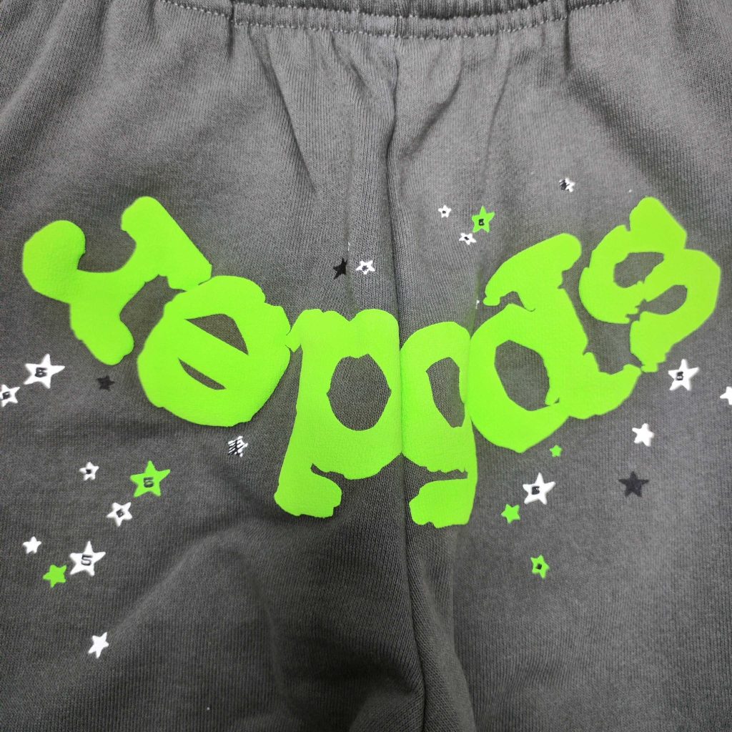 Sp5der Dark Grey Green Logo Star Sweatpants OKZY2026122