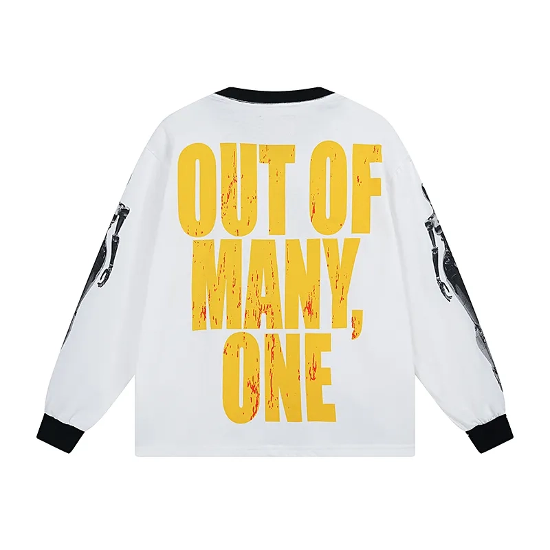 Godspeed Robot Head Graphic White Contrast Collar Long Sleeve Tee OKZY20261232