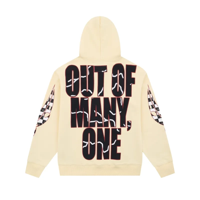 Godspeed Racer Skull Helmet Graphic Beige Hoodie OKZY20261238