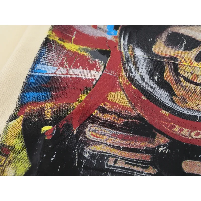 Godspeed Racer Skull Helmet Graphic Beige Hoodie OKZY20261238
