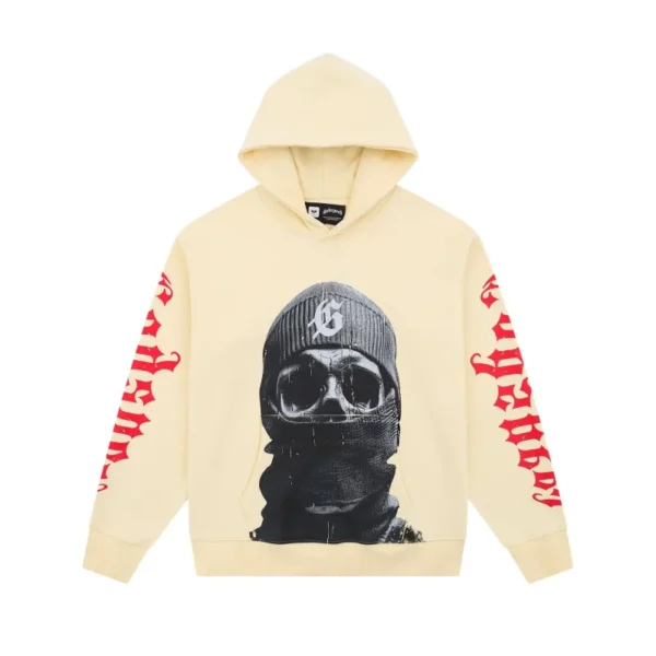 Godspeed Ski Mask Skeleton Print Beige Hoodie OKZY20261240