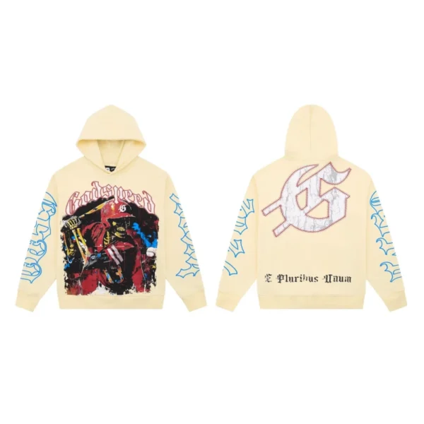 Godspeed Cream Skeleton Baseball Graphic Hoodie OKZY20261246
