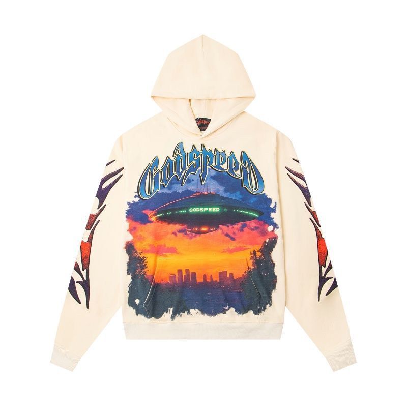 Godspeed Cream UFO Sunset Graphic Hoodie OKZY20261256