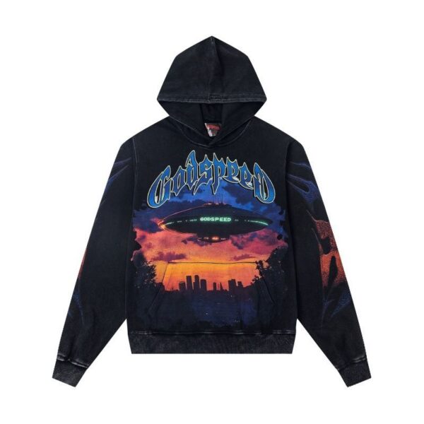 Godspeed Black Washed UFO Sunset Graphic Hoodie OKZY20261257