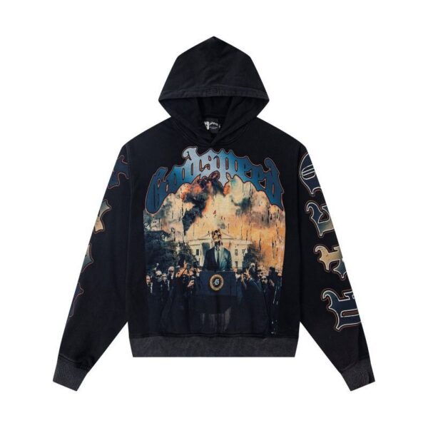 Godspeed Black Washed White House Speech Graphic Hoodie OKZY20261259