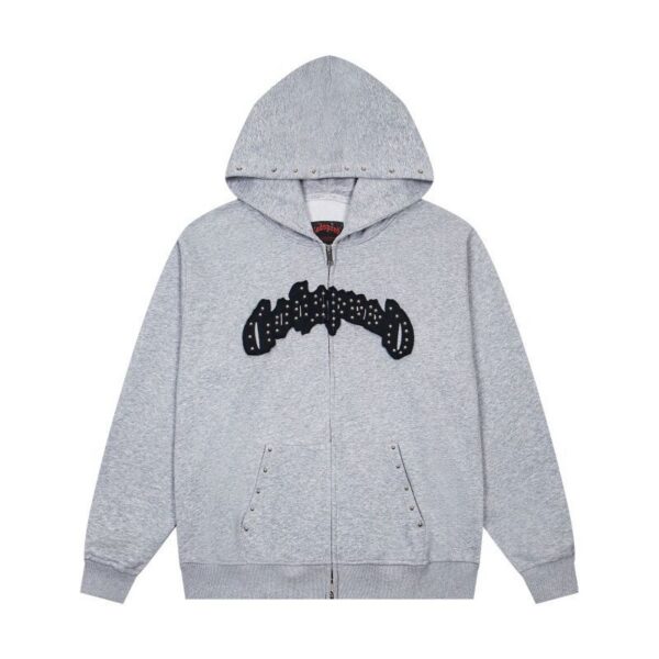 Godspeed Grey Rivet Bat Zip Up Hoodie OKZY20261262
