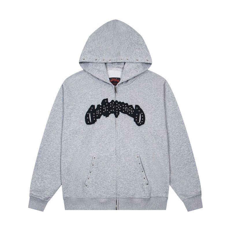 Godspeed Grey Rivet Bat Zip Up Hoodie OKZY20261262