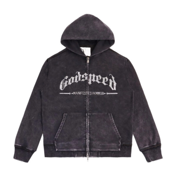 Godspeed Black Washed Zip Up Hoodie OKZY20261242
