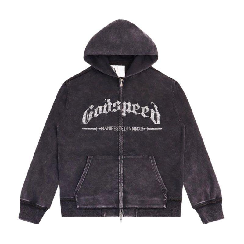 Godspeed Black Washed Zip Up Hoodie OKZY20261242