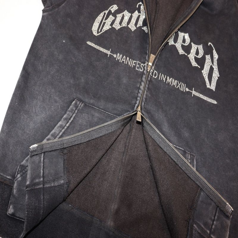 Godspeed Black Washed Zip Up Hoodie OKZY20261242