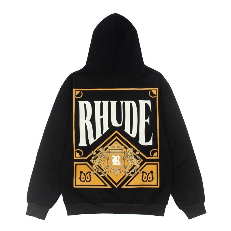 Rhude Black Lion Crest Back Print Hoodie OKZY20261270