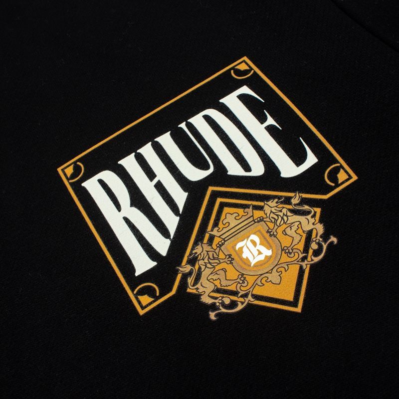 Rhude Black Lion Crest Back Print Hoodie OKZY20261270
