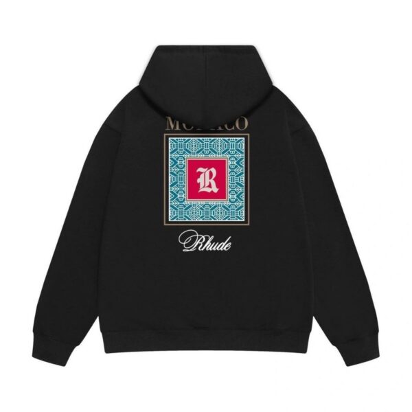 Rhude Black Monaco Square Pattern Hoodie OKZY20261275