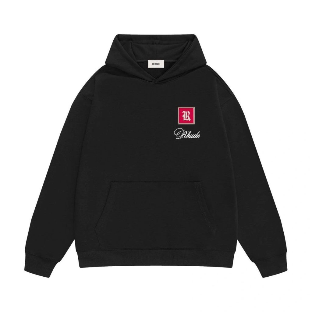 Rhude Black Monaco Square Pattern Hoodie OKZY20261275
