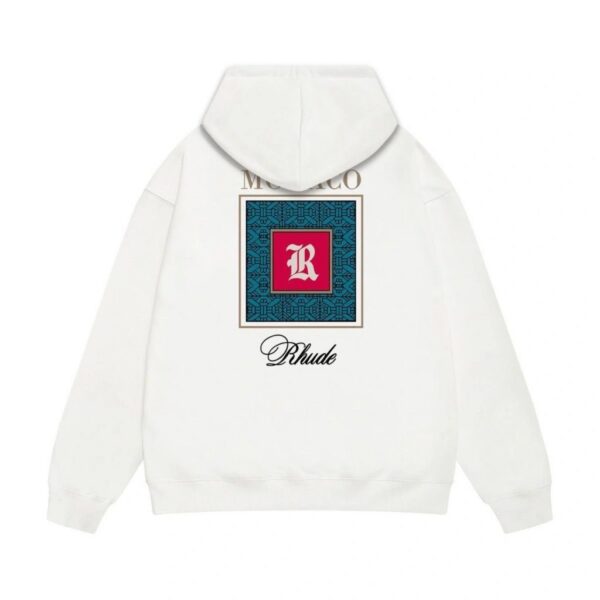 Rhude White Monaco Square Pattern Hoodie OKZY20261276