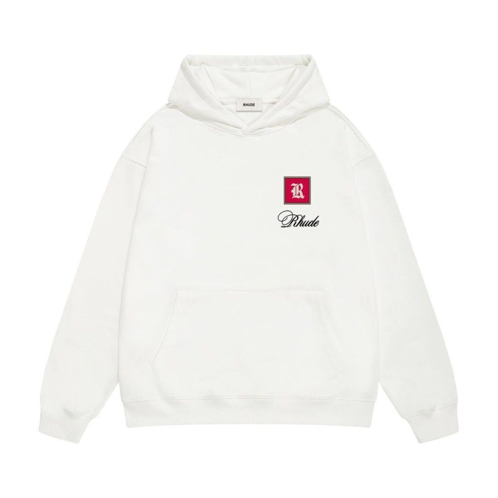 Rhude White Monaco Square Pattern Hoodie OKZY20261276