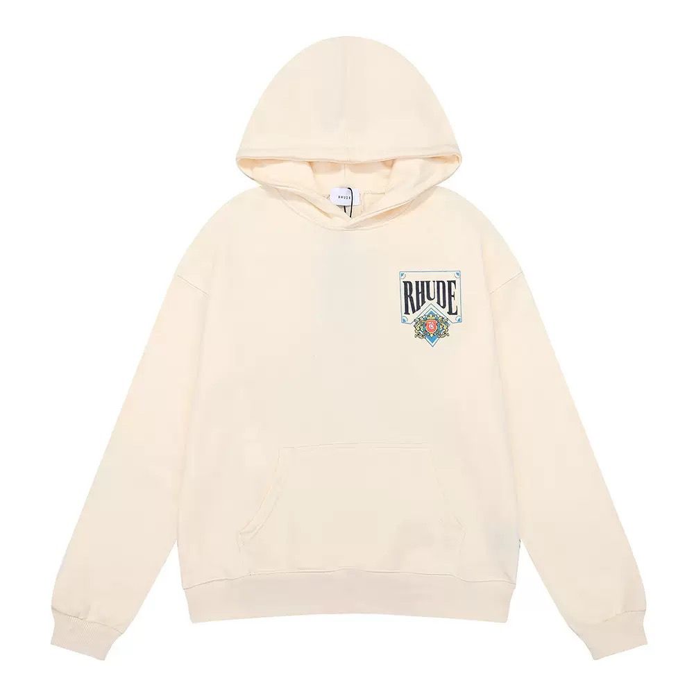 Rhude Cream Blue Lion Crest Back Print Hoodie OKZY20261278