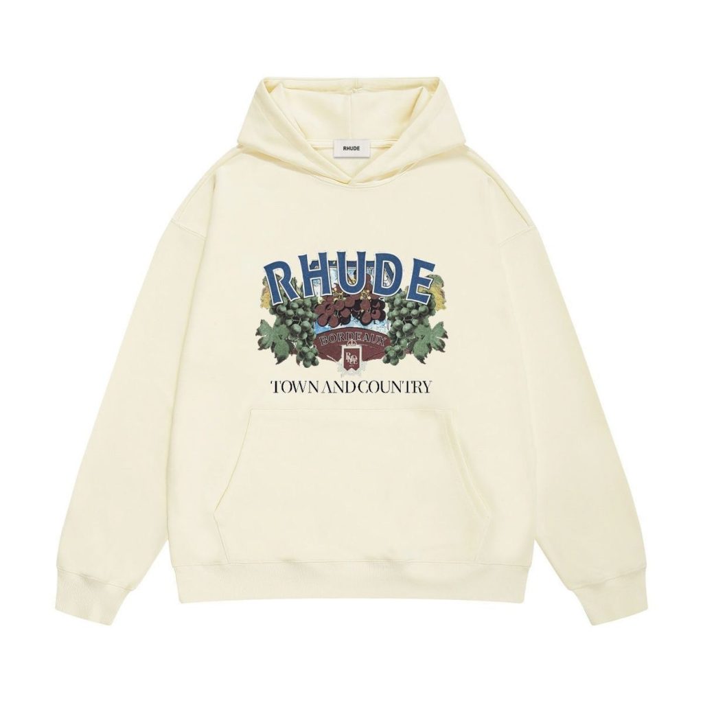 Rhude Cream Bordeaux Grape Town And Country Hoodie OKZY20261279