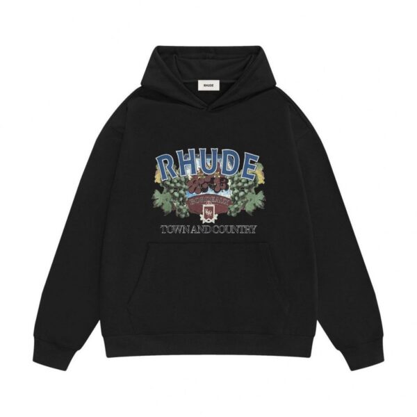 Rhude Black Bordeaux Grape Town And Country Hoodie OKZY20261281