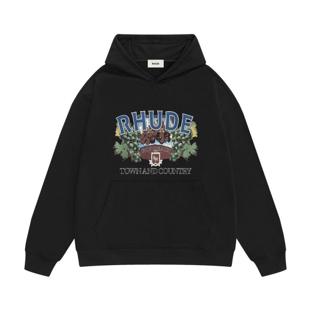 Rhude Black Bordeaux Grape Town And Country Hoodie OKZY20261281