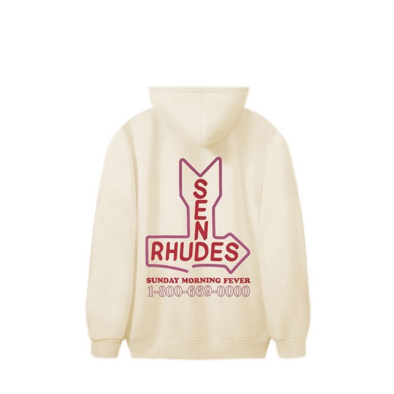 Rhude Cream Sen Rhudes Sunday Morning Fever Hoodie OKZY20261284