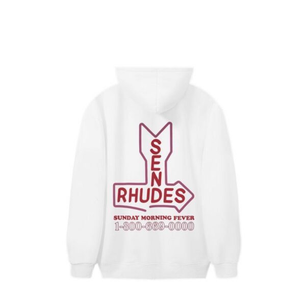 Rhude White Sen Rhudes Sunday Morning Fever Hoodie OKZY20261285