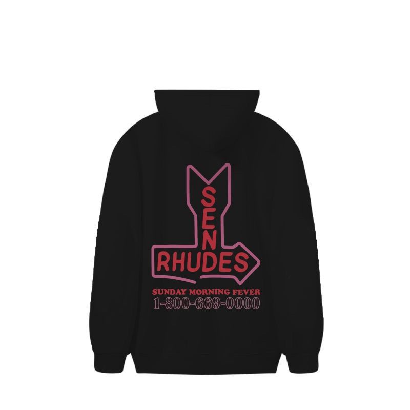 Rhude Black Sen Rhudes Sunday Morning Fever Hoodie OKZY20261286