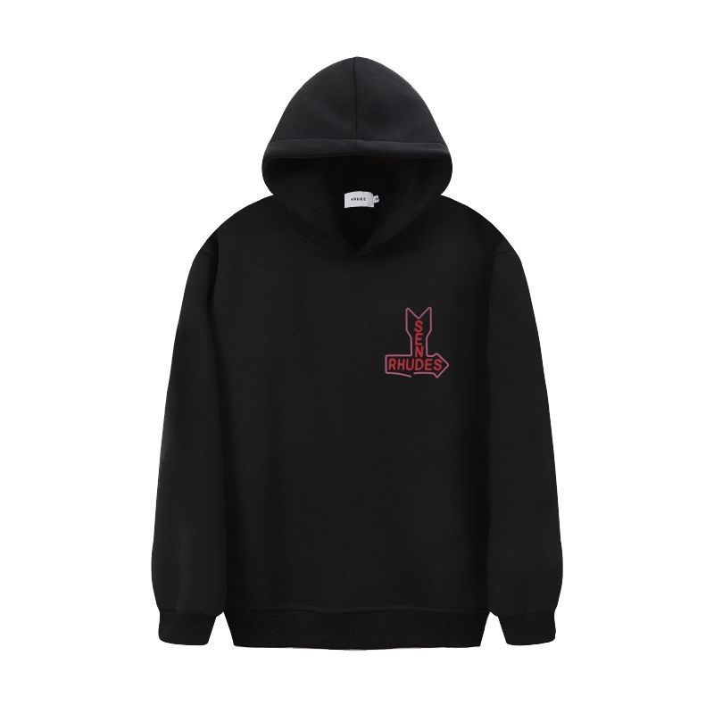 Rhude Black Sen Rhudes Sunday Morning Fever Hoodie OKZY20261286
