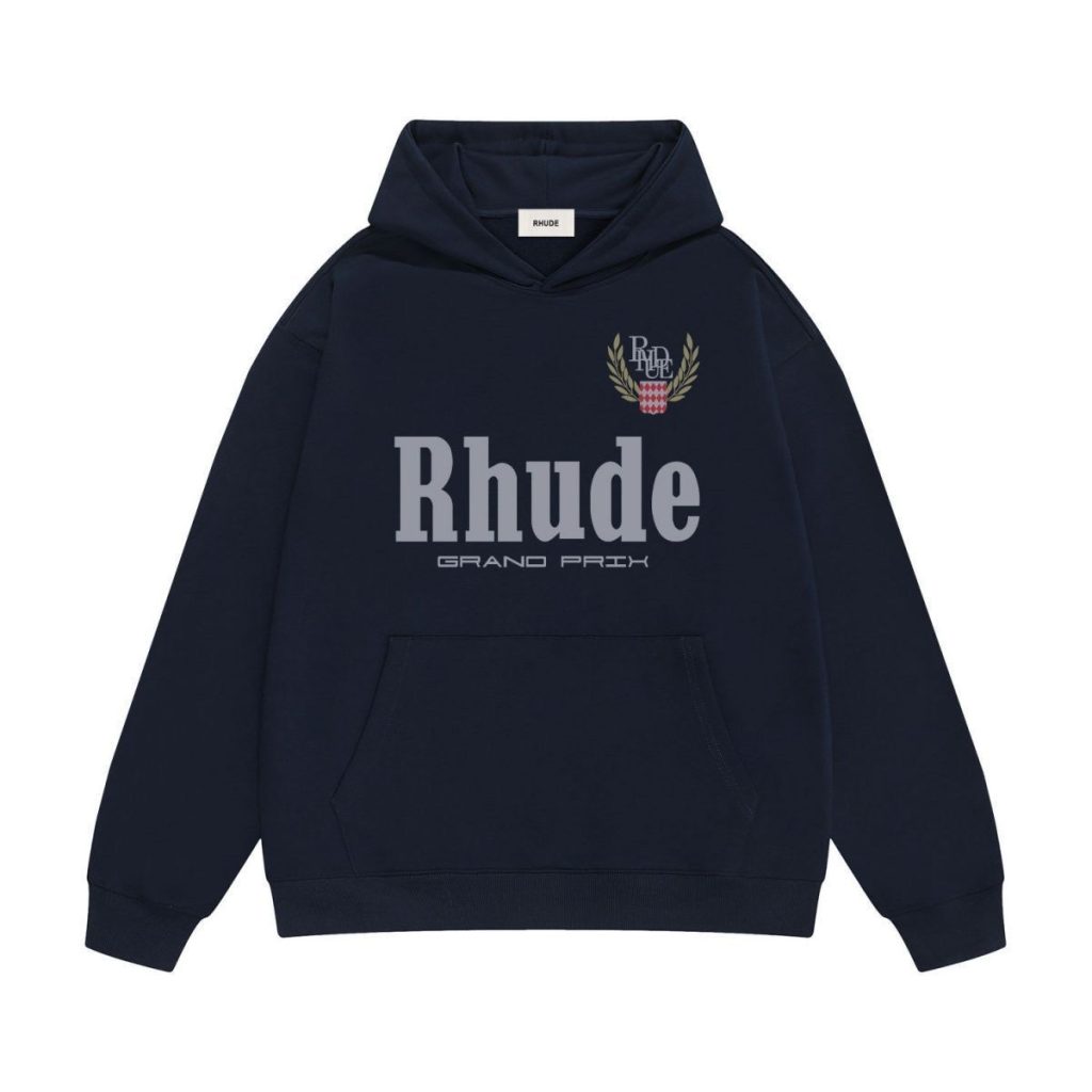 Rhude Black Grand Prix Laurel Logo Hoodie OKZY20261289