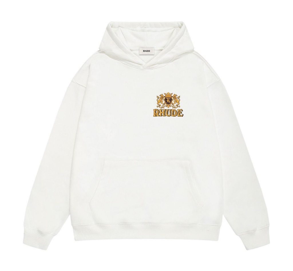 Rhude White Premium Cigars Crest Back Print Hoodie OKZY20261291