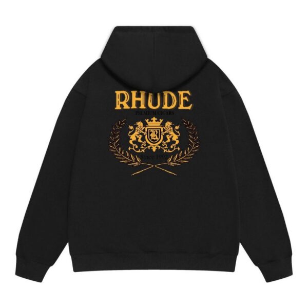 Rhude Black Premium Cigars Crest Back Print Hoodie OKZY20261292