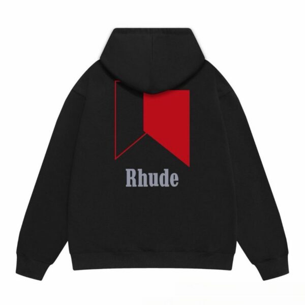 Rhude Black Red Geometric Back Print Hoodie OKZY20261293