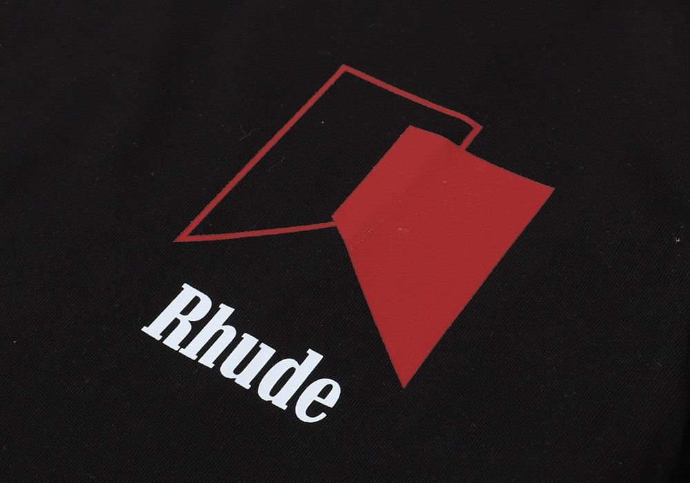 Rhude Black Red Geometric Back Print Hoodie OKZY20261293