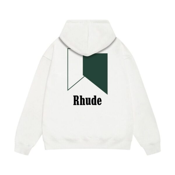 Rhude White Green Geometric Back Print Hoodie OKZY20261294