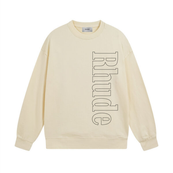 Rhude Cream Vertical Outline Logo Crewneck Sweatshirt OKZY20261295