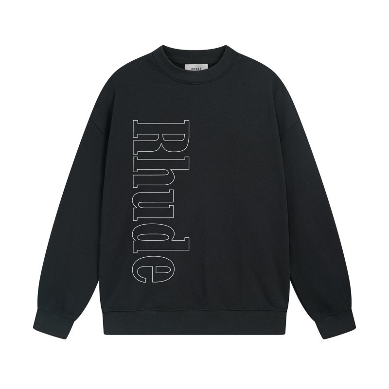 Rhude Black Vertical Outline Logo Crewneck Sweatshirt OKZY20261296
