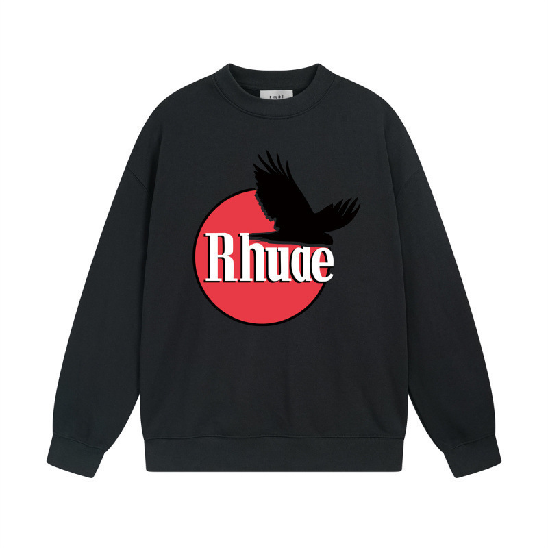 Rhude Black Eagle Red Circle Print Crewneck Sweatshirt OKZY20261297