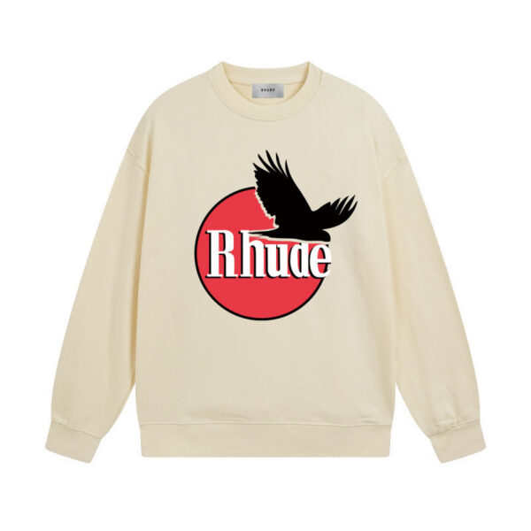 Rhude Cream Eagle Red Circle Print Crewneck Sweatshirt OKZY20261298