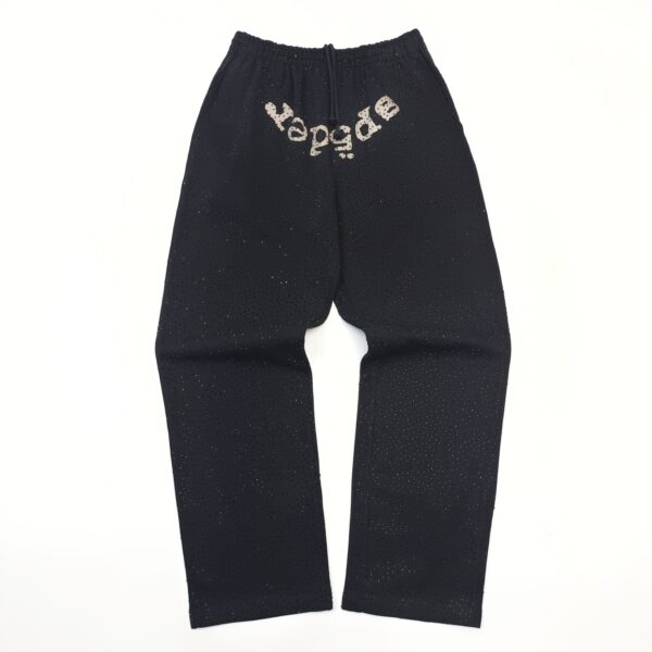 Sp5der Black Rhinestone Logo Sweatpants OKZY2026129